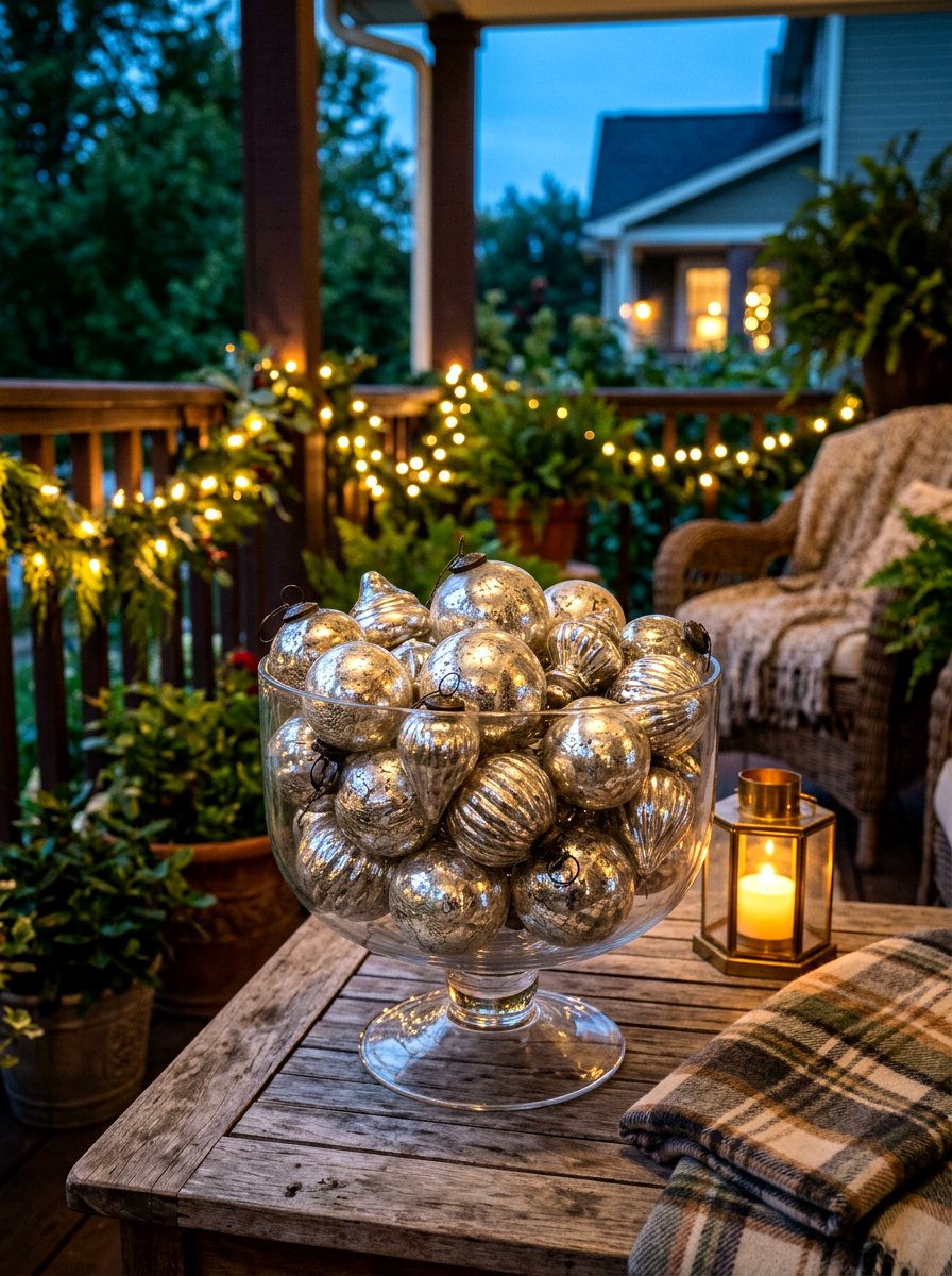 Mercury glass ornaments - 30 front porch winter glow ideas