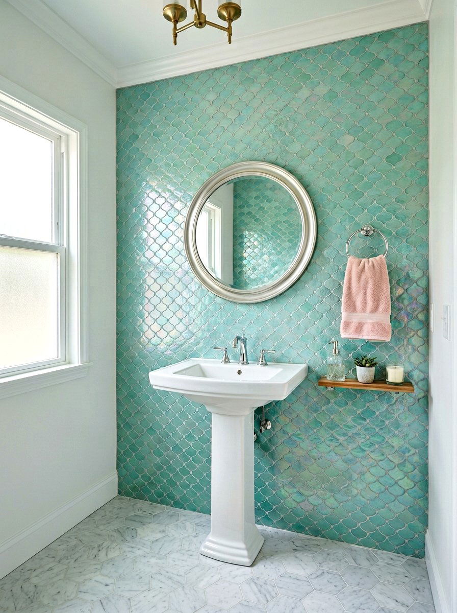 Mermaid Scale Tile - 30 kids bathroom decor ideas