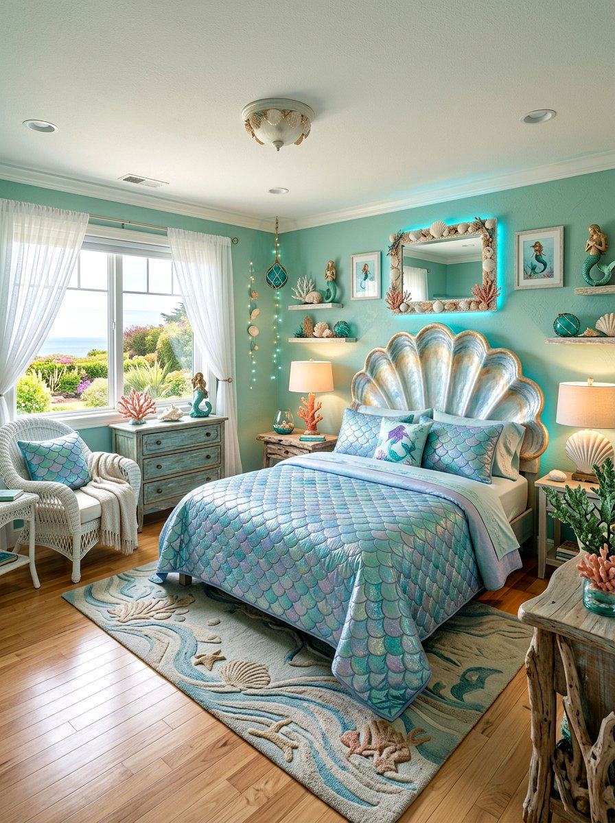 Mermaid themed bedroom - 30 fairytale bedroom aesthetic ideas