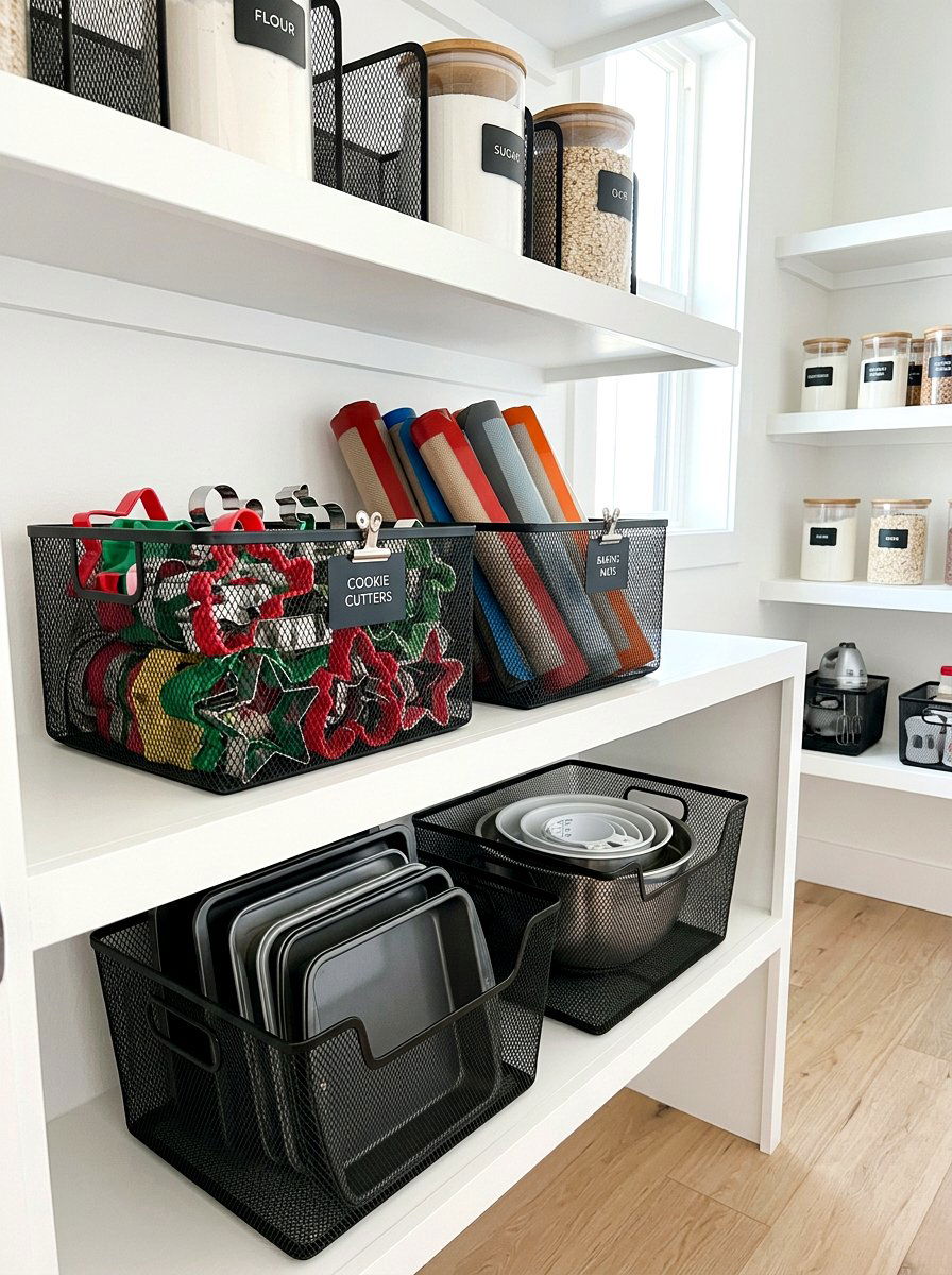 Mesh Basket Pantry Storage - 30 baking pantry ideas