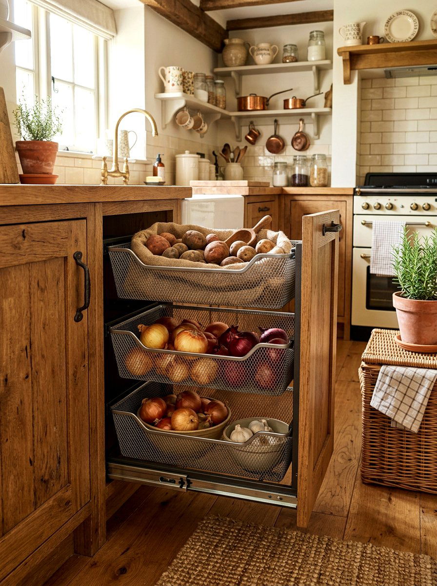 Mesh Basket Pull Out - 30 kitchen drawer pantry ideas