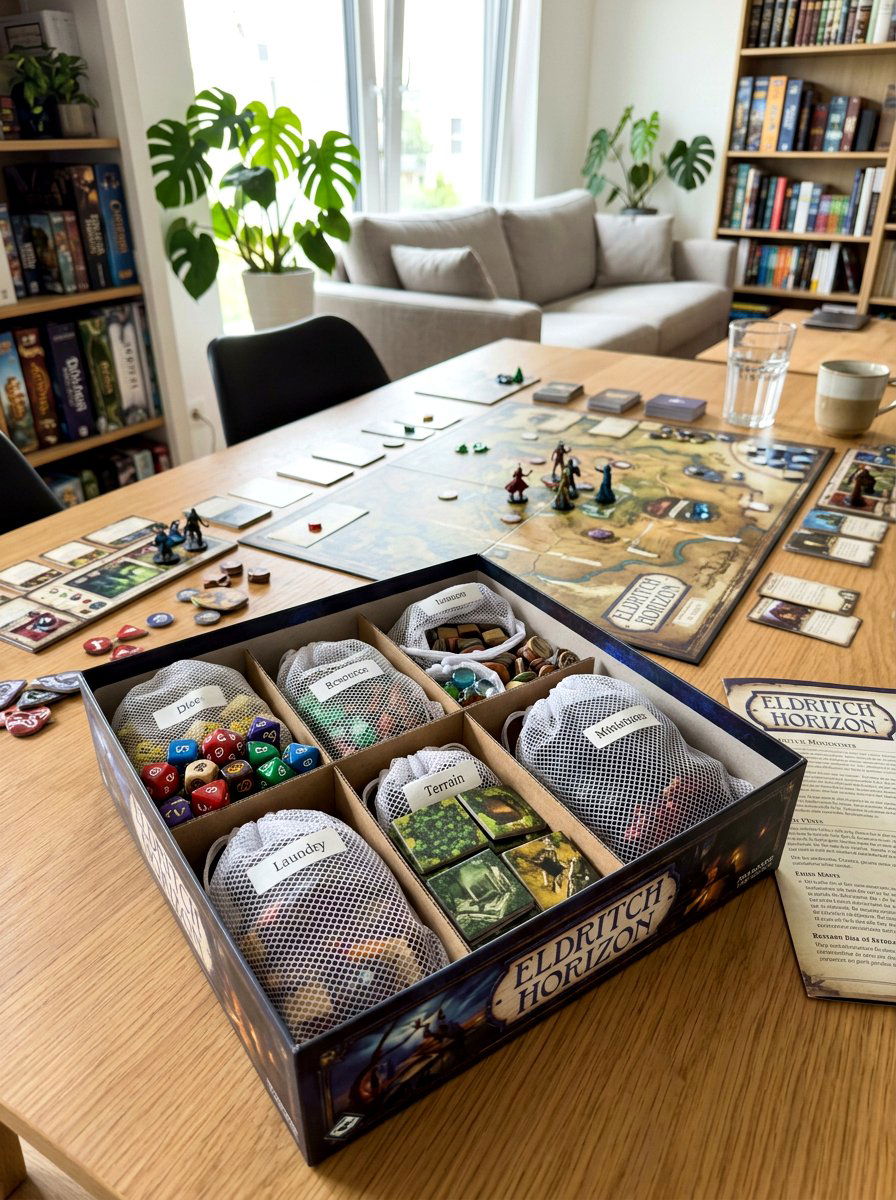 Mesh Laundry Bag Storage - 30 board game storage ideas