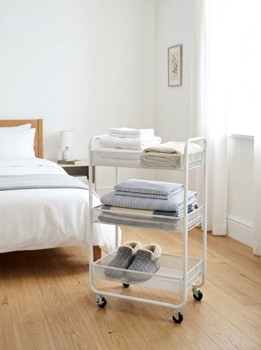 Mesh Metal Trolley - 30 bedside cart storage ideas