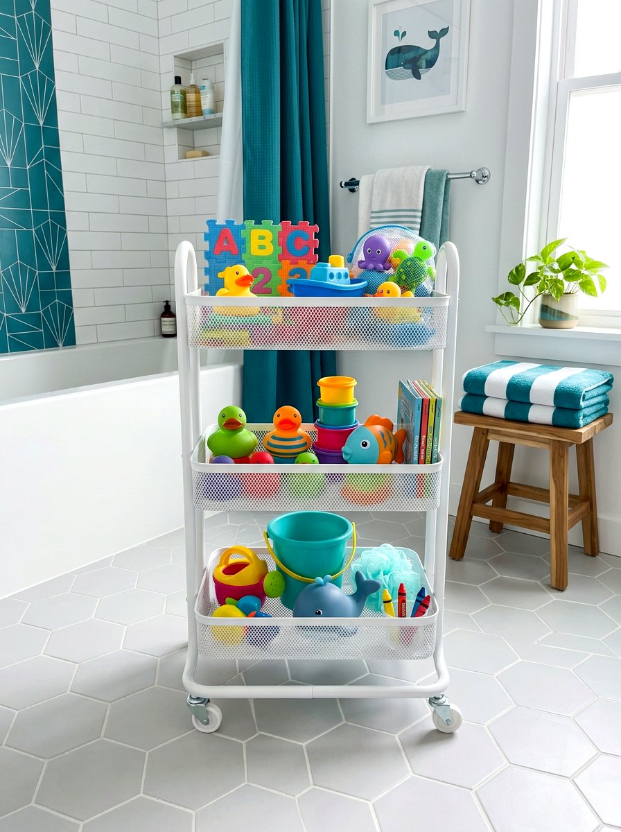 Mesh Tiered Utility Cart - 30 aesthetic bathroom cart ideas
