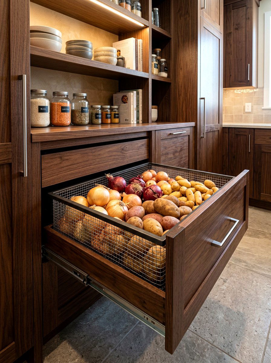 Mesh Vegetable Drawer Bin - 30 organizing kitchen drawers ideas