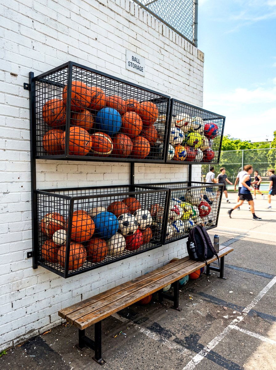 Mesh basket ball station - 30 sports gear mudroom ideas