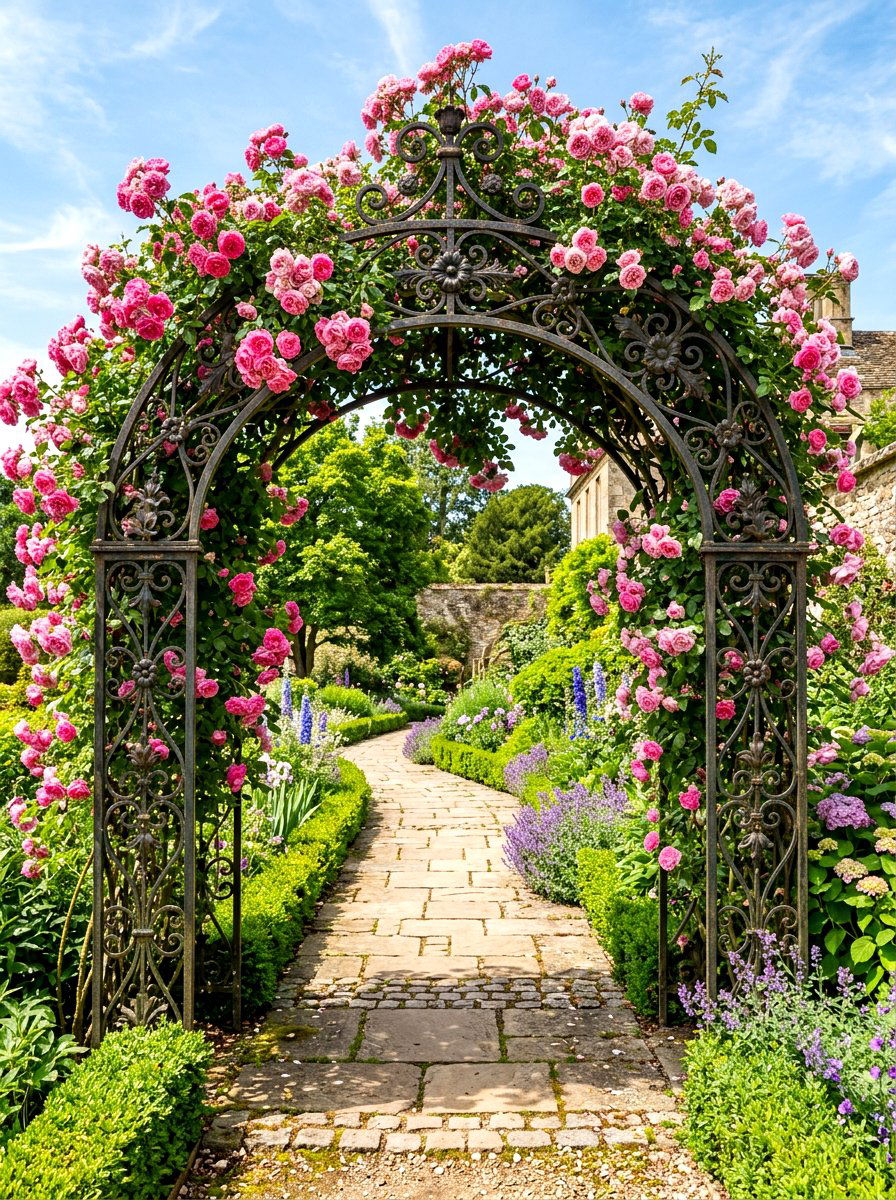 Metal Arch Trellis - 30 vertical garden trellis ideas