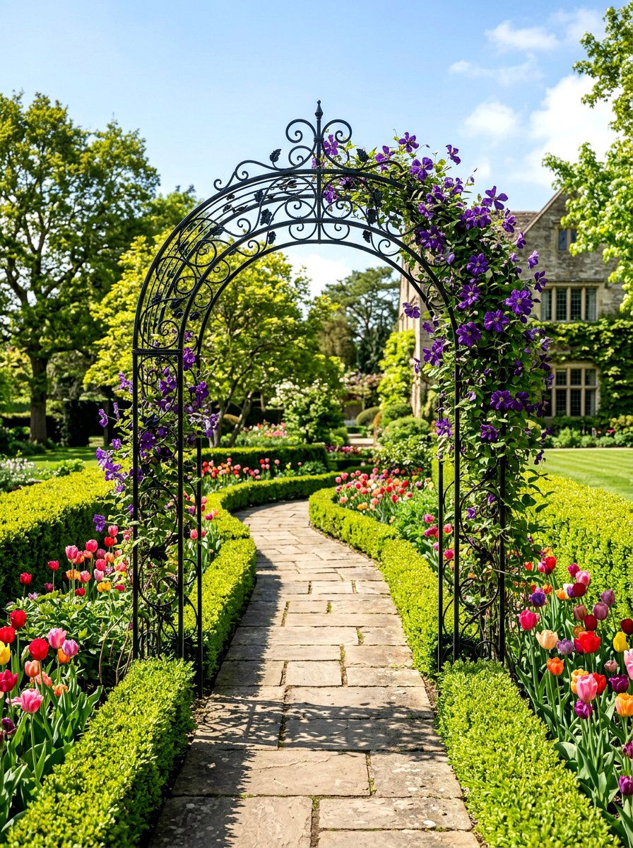 Metal Archway Arbor - 30 garden arbor ideas