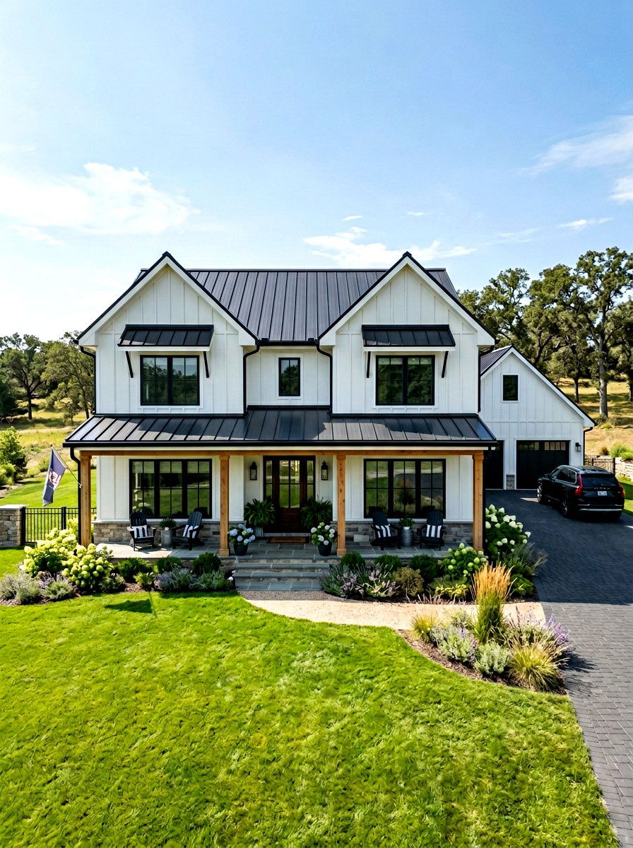 Metal Awning Over Windows - 30 modern farmhouse exterior ideas