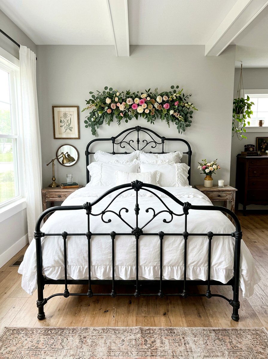 Metal Bed Frame - 30 flower market bedroom ideas