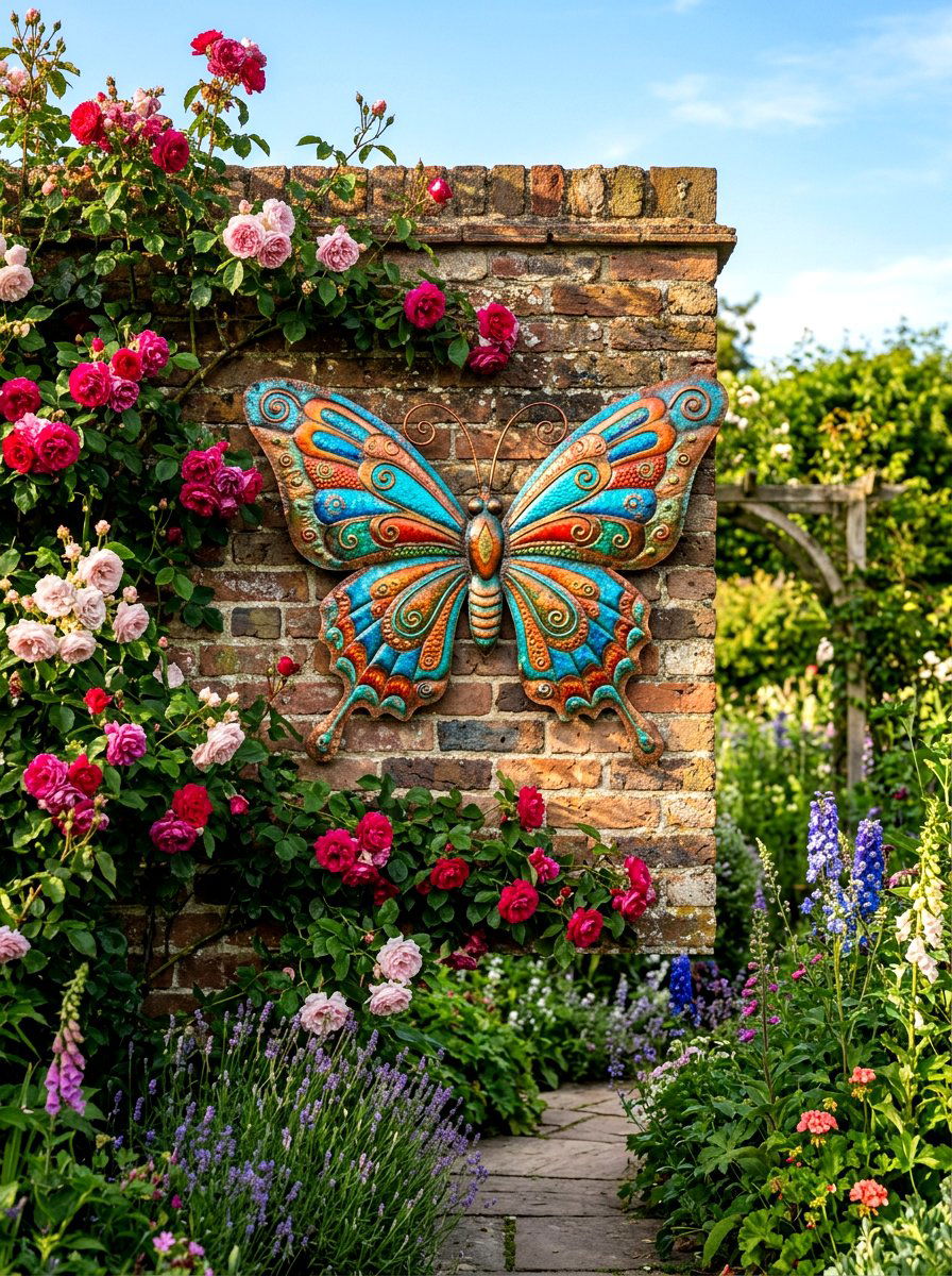 Metal Butterfly Wall Art - 30 colorful garden decor ideas