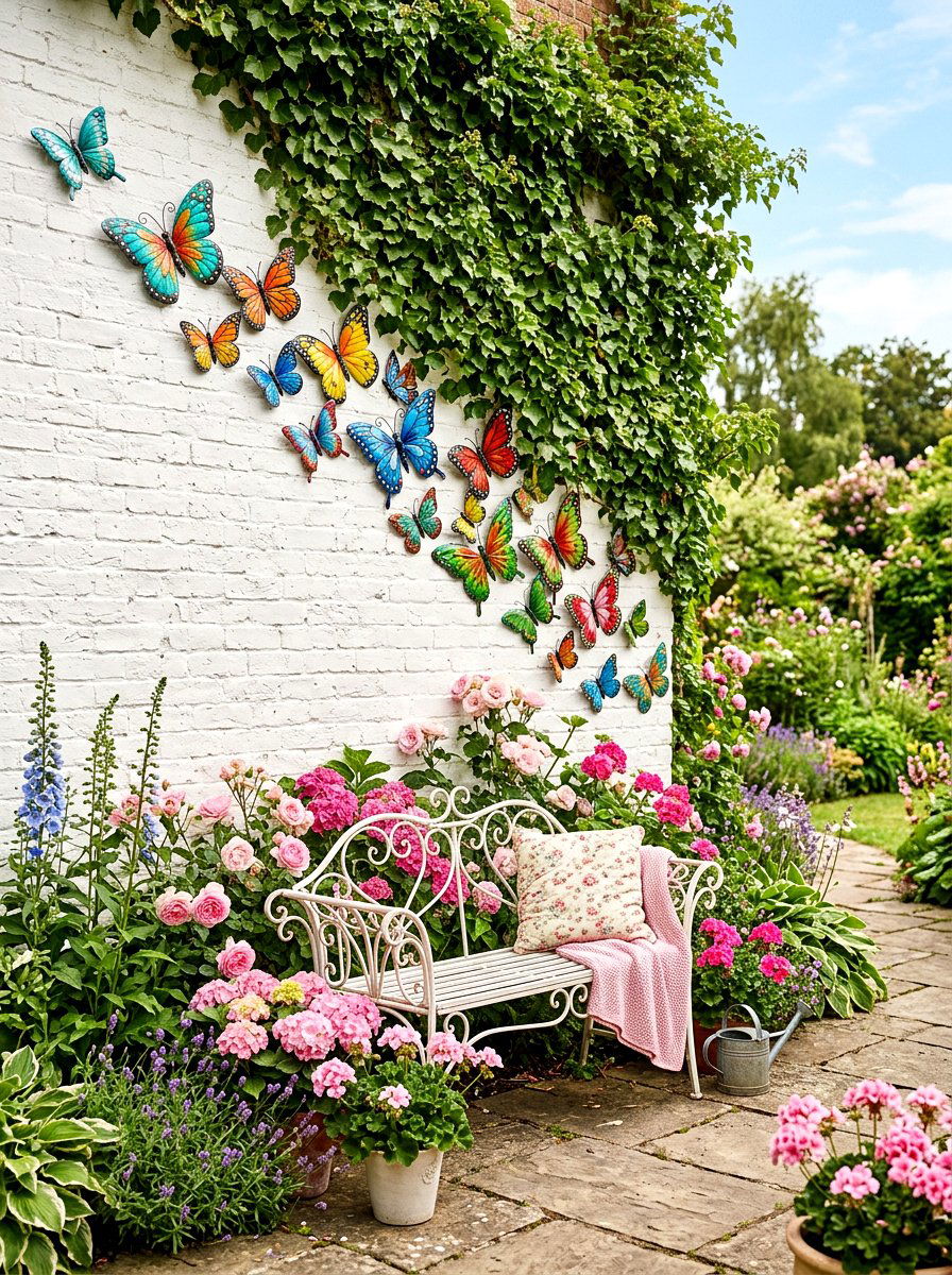Metal Butterfly Wall - 30 patio wall decor ideas