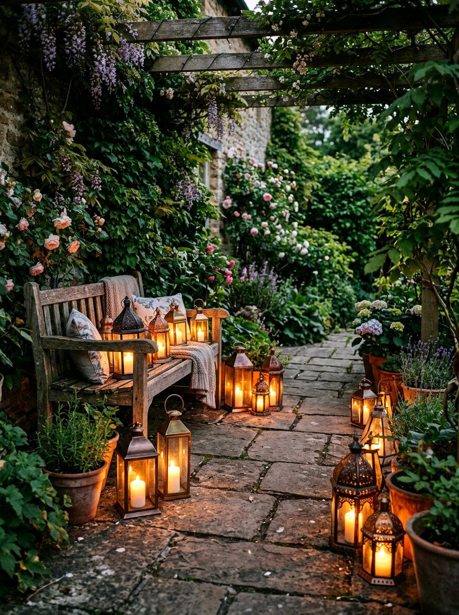 Metal Candle Lanterns - 30 no harsh light patio ideas