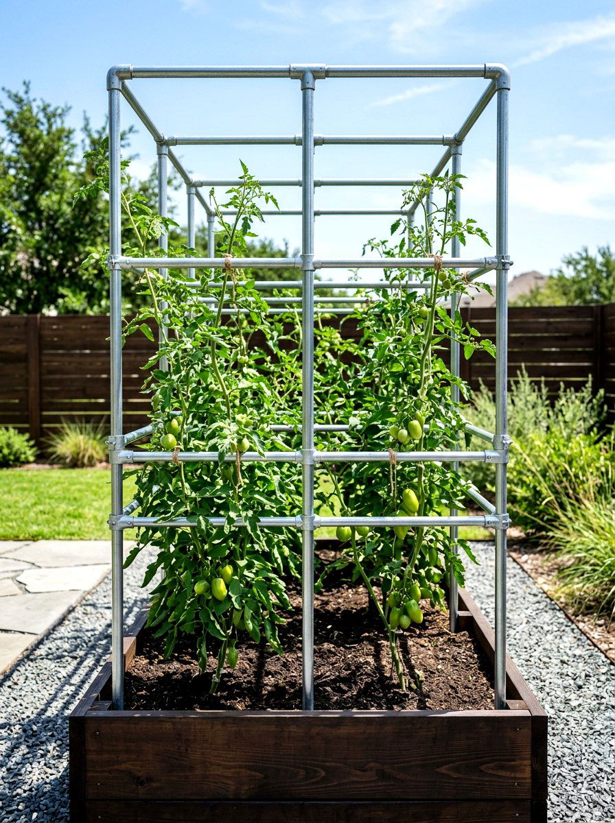 Metal Conduit Garden Trellis - 30 raised bed trellis ideas