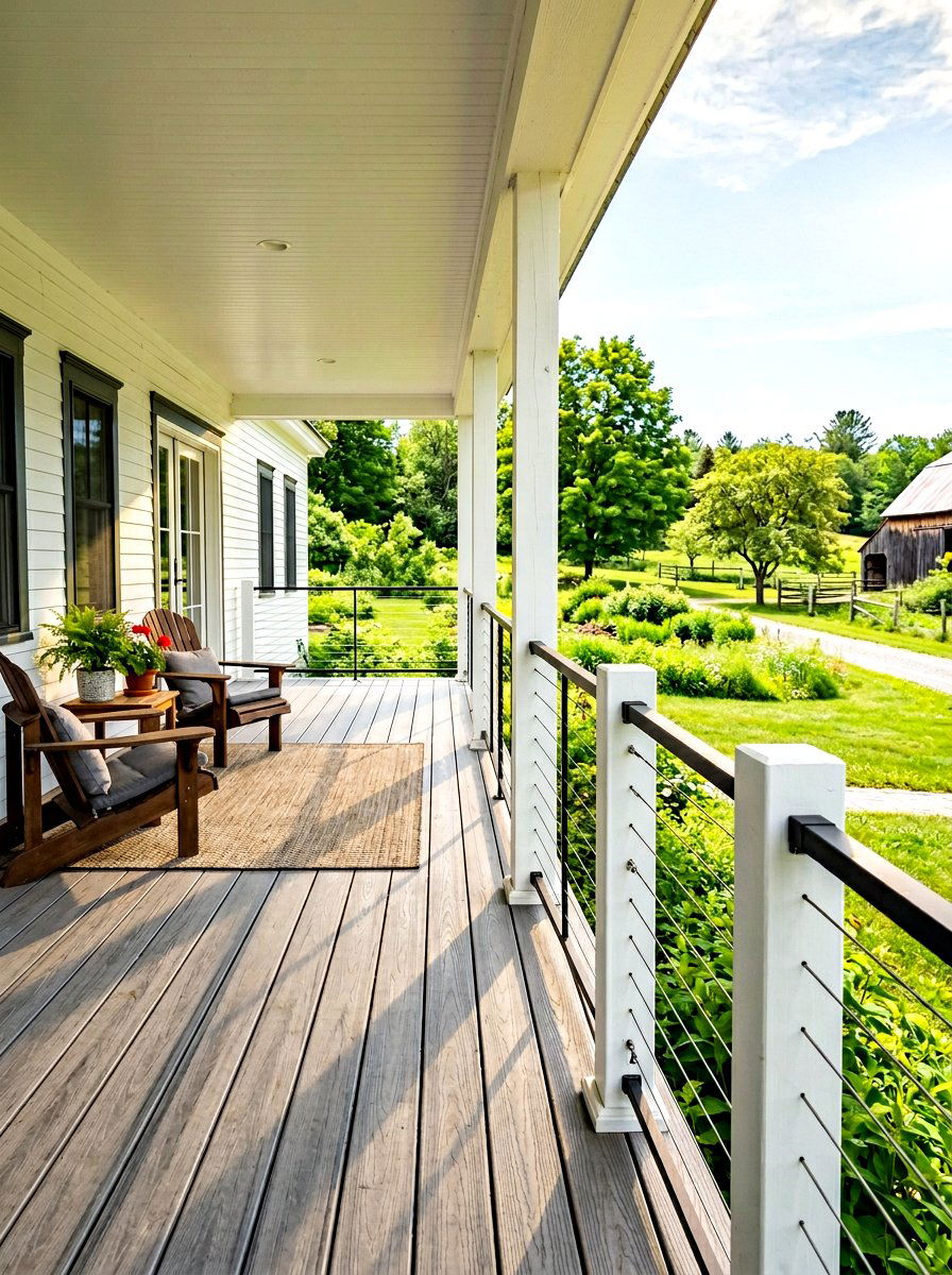 Metal Deck Railings - 30 farmhouse front facade ideas