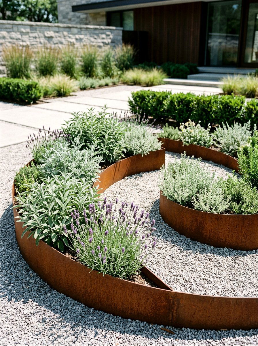 Metal Edging Herb Spiral - 30 backyard herb spiral ideas