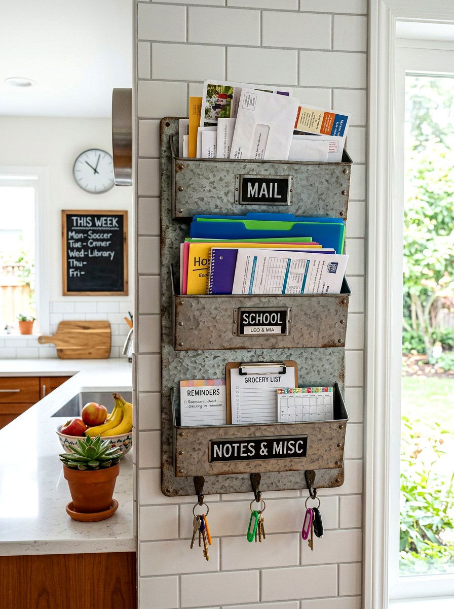 Metal File Command Center - 30 command center wall ideas