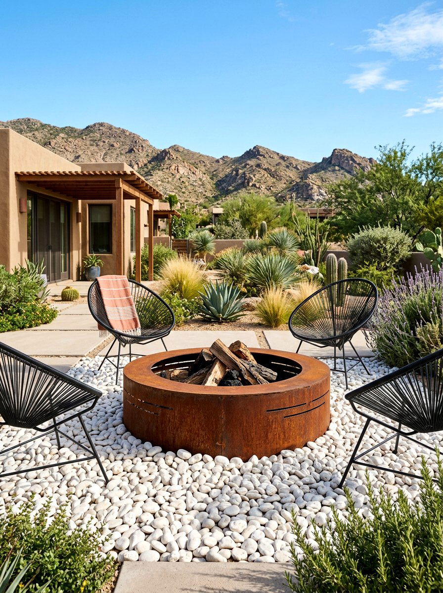 Metal Fire Bowl Ring - 30 backyard seating circle ideas