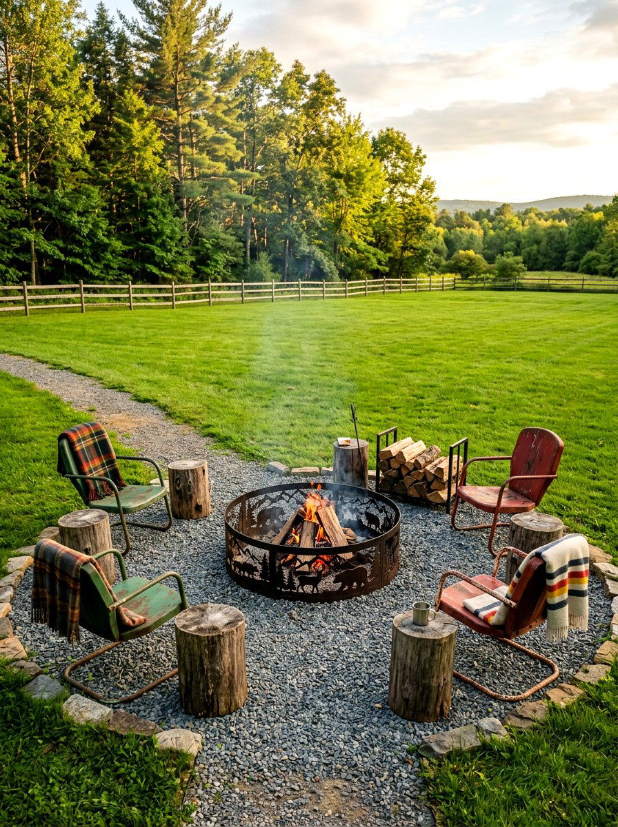 Metal Fire Pit Ring - 30 rustic fire pit ideas