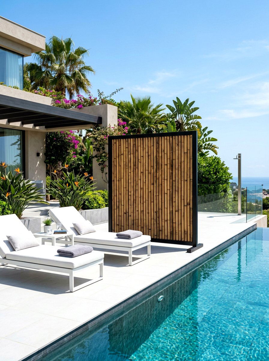 Metal Frame Bamboo Screen - 30 bamboo privacy screen ideas