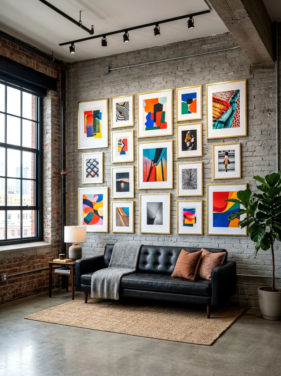 Metal Frame Gallery Display - 30 family photo wall ideas