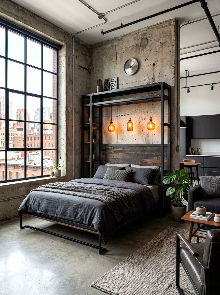 Metal Frame Industrial Wall Bed