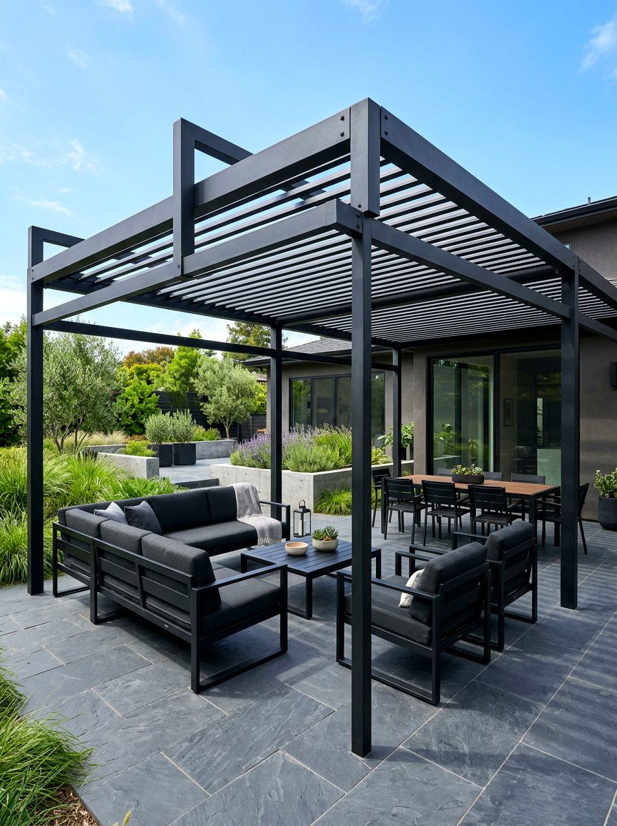 Metal Frame Patio Pergola - 30 budget pergola ideas