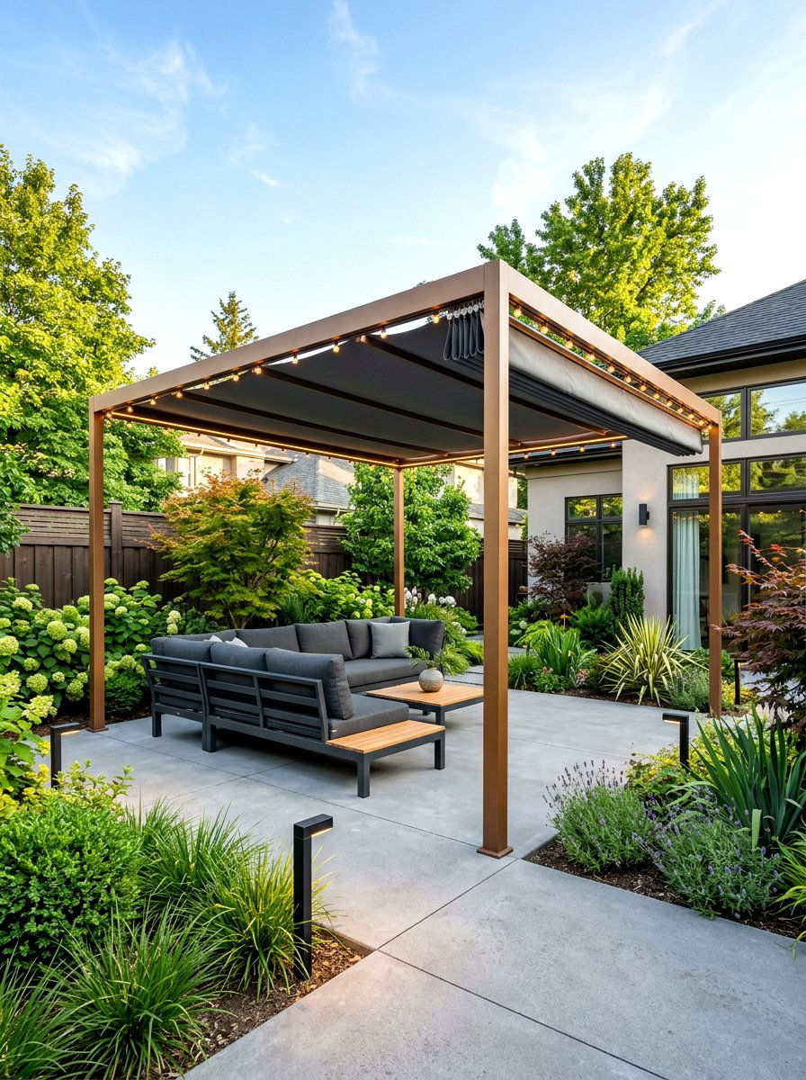 Metal Frame Pavilion - 30 backyard pavilion lounge ideas