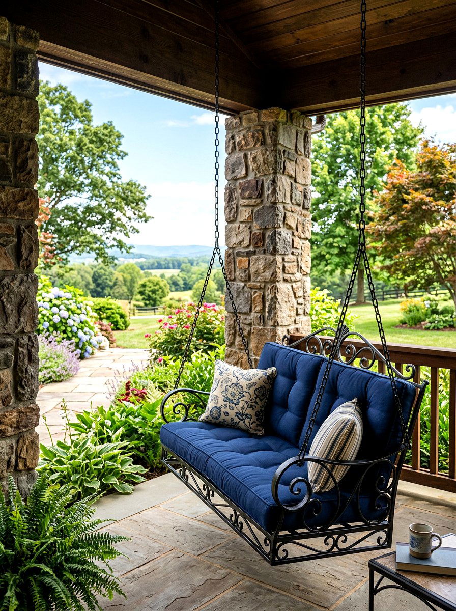 Metal Frame Porch Swing - 30 front porch swing ideas