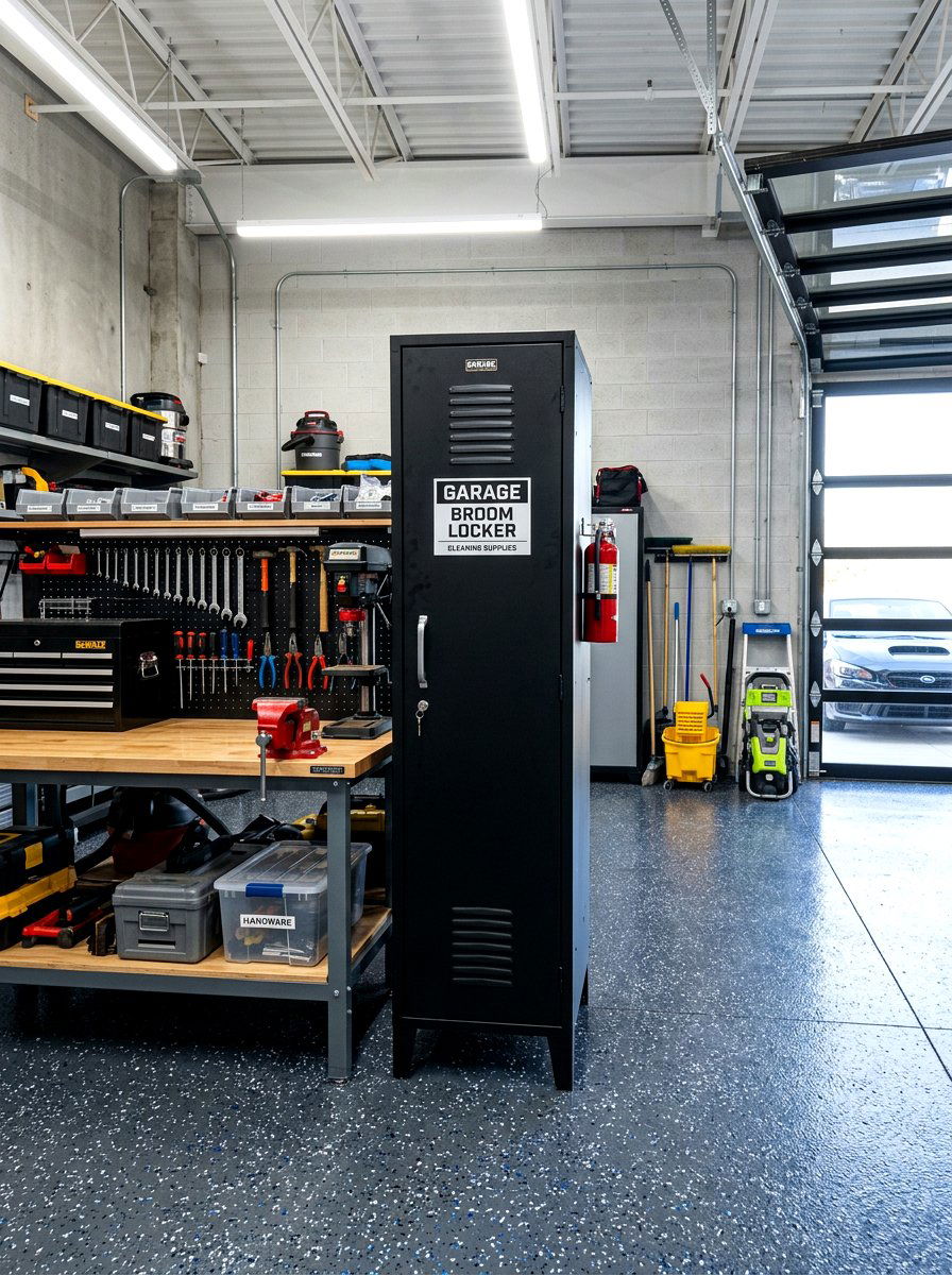 Metal Garage Broom Locker - 30 tall broom cabinet ideas