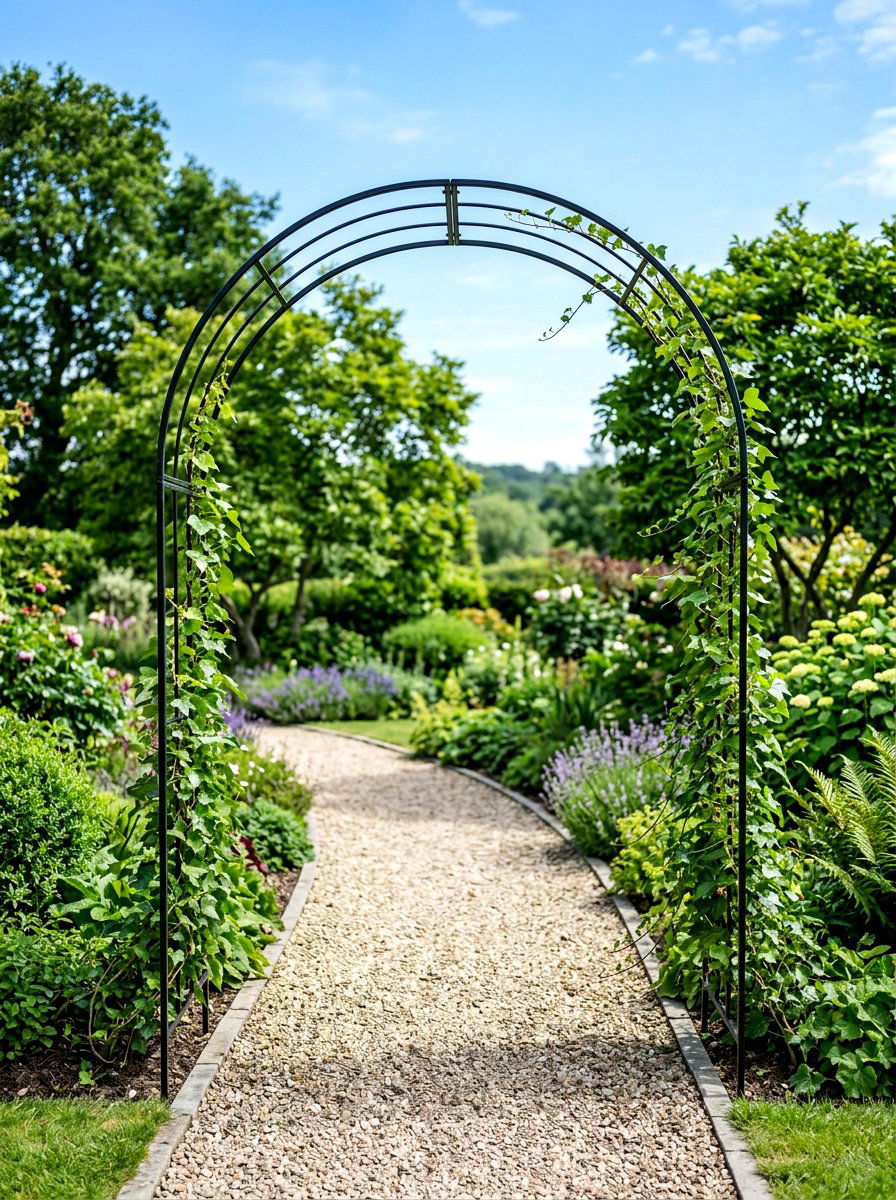 Metal Garden Archway - 30 backyard arbor ideas