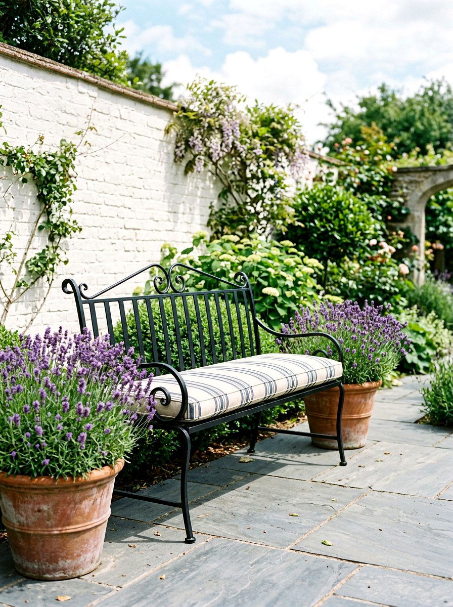 Metal Garden Bench - 30 courtyard patio furniture ideas
