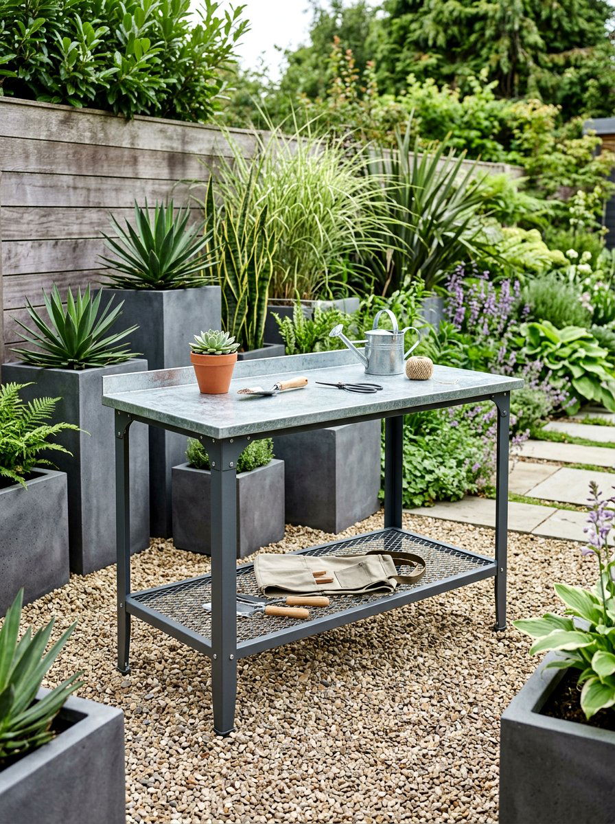 Metal Garden Work Table - 30 garden workstation ideas