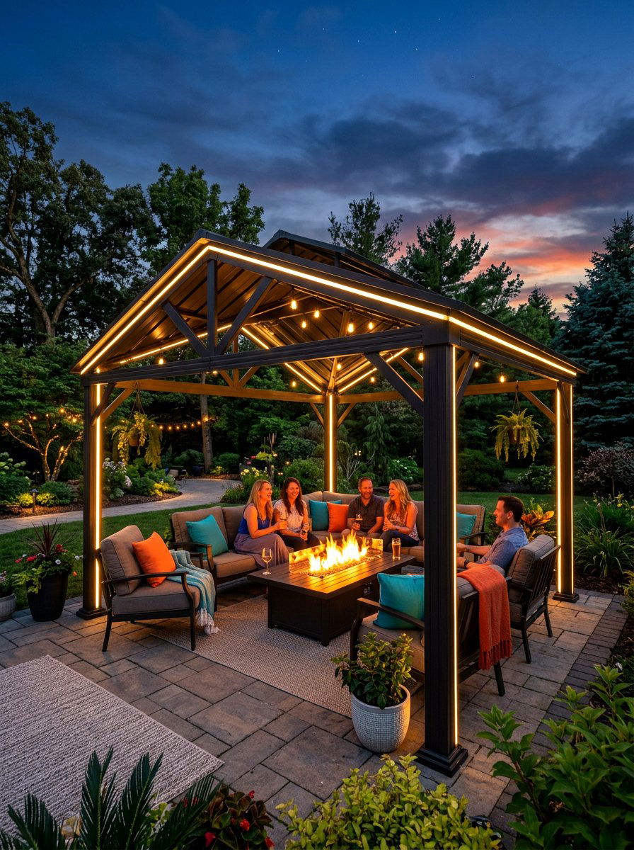 Metal Gazebo With Integrated Lights - 30 metal gazebo ideas