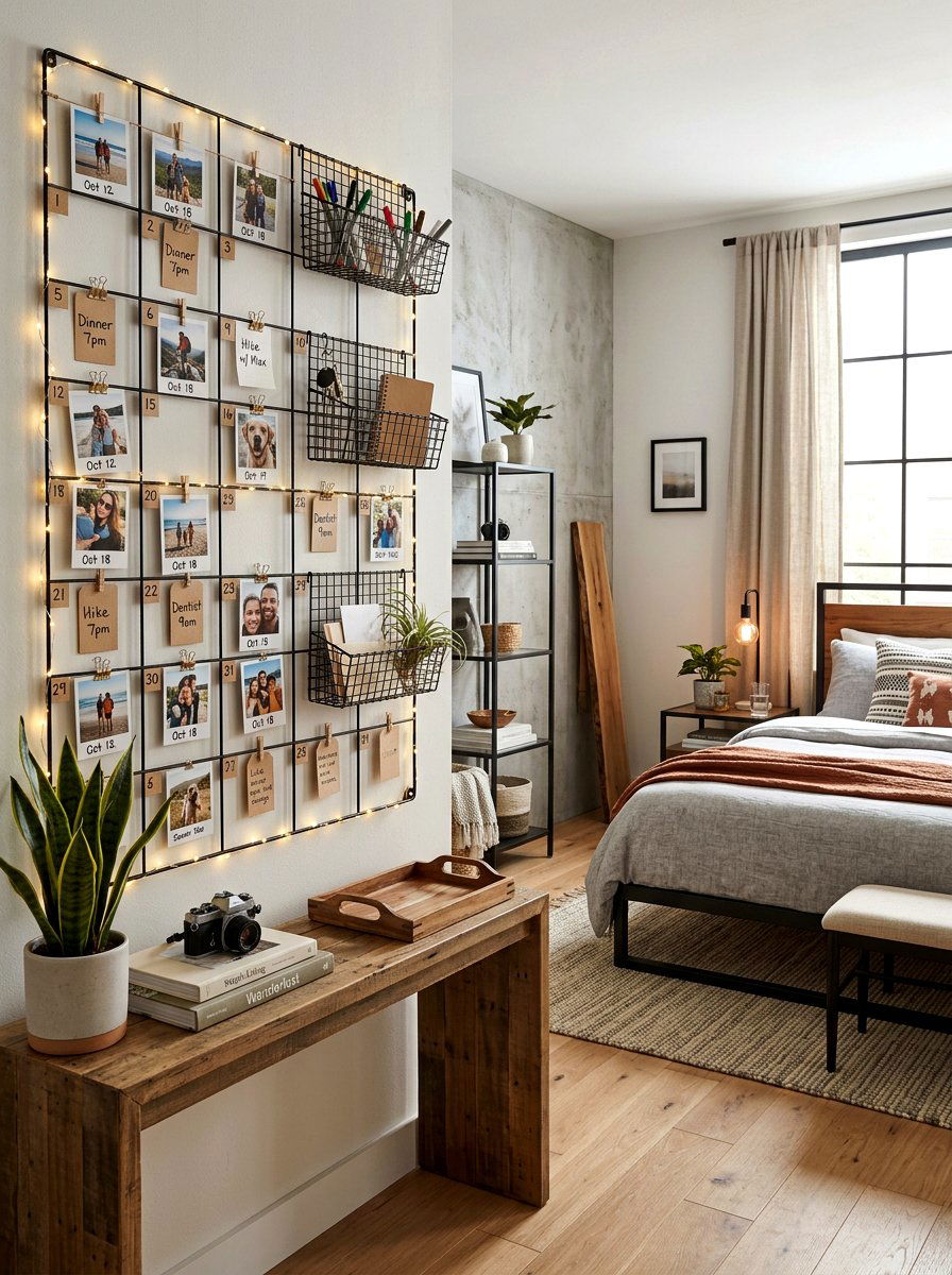 Metal Grid Calendar - 30 family calendar wall ideas