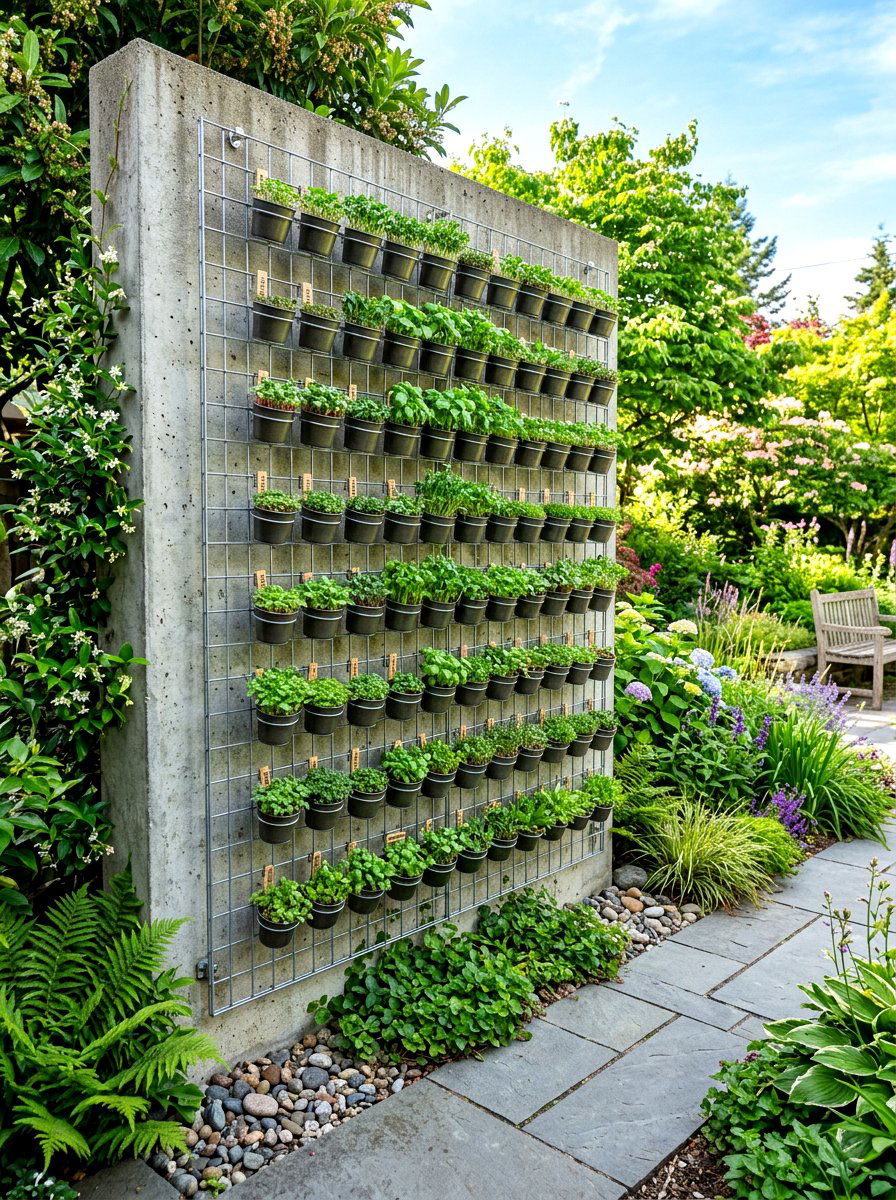 Metal Grid Garden - 30 vertical vegetable garden ideas