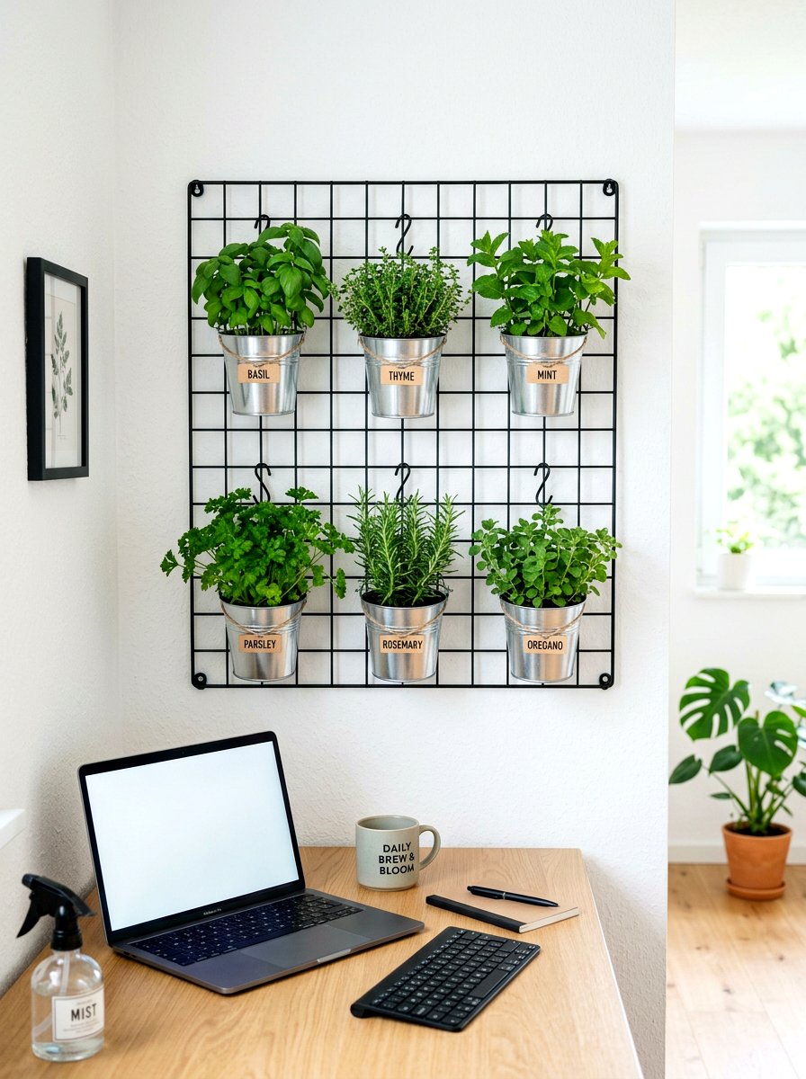 Metal Grid Herb Garden - 30 vertical herb garden ideas