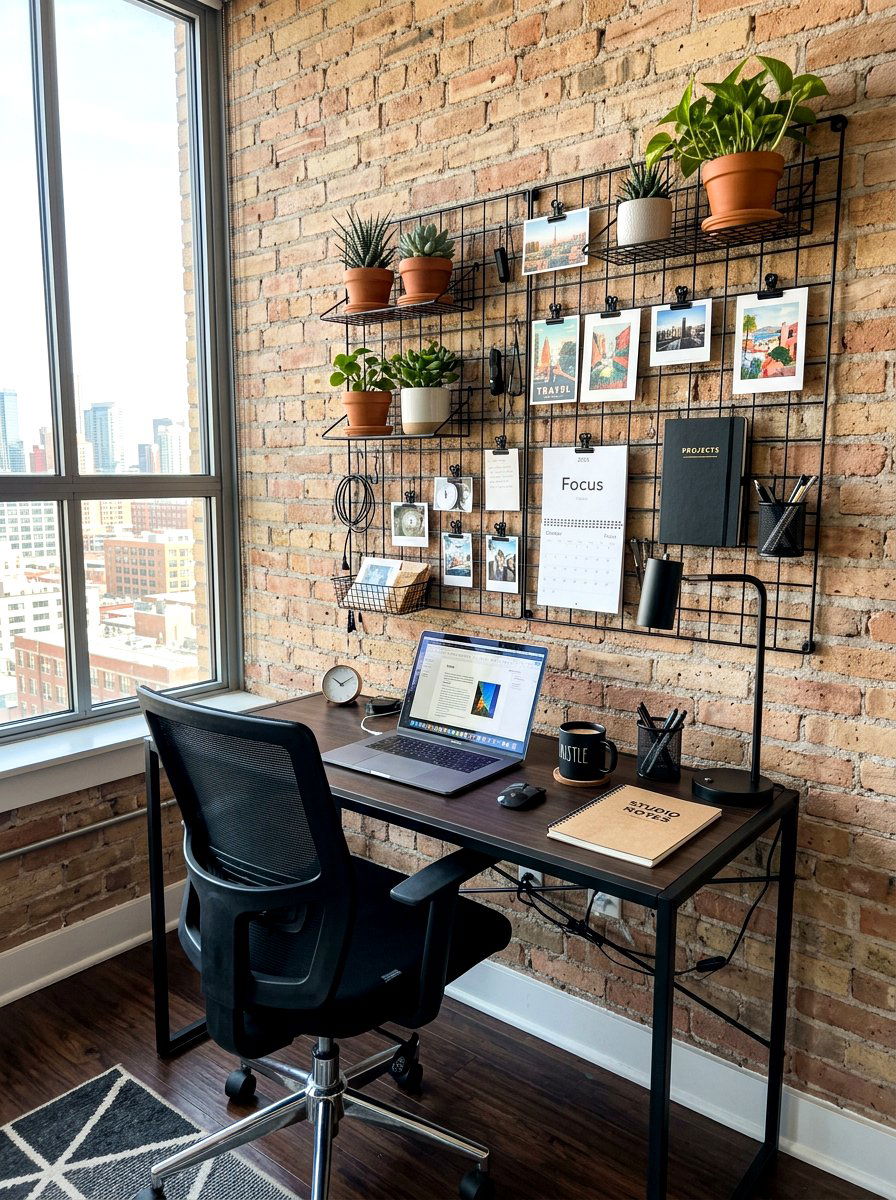 Metal Grid Organizer - 30 study wall ideas