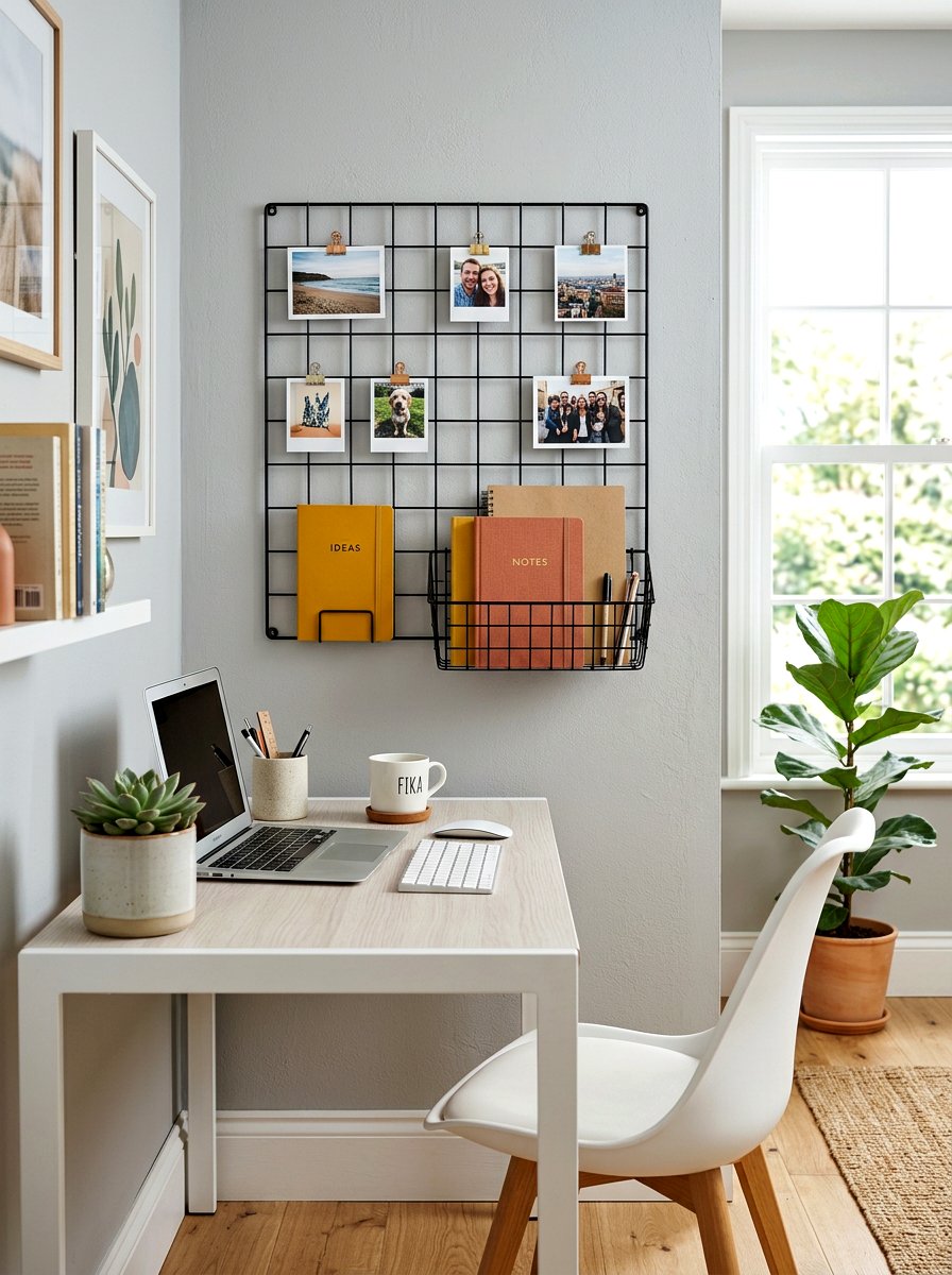 Metal Grid Organizer - 30 kids desk wall ideas
