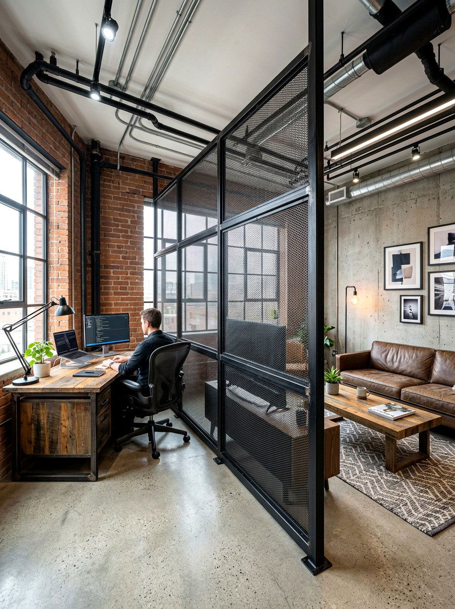 Metal Grid Partition - 30 studio apartment divider ideas