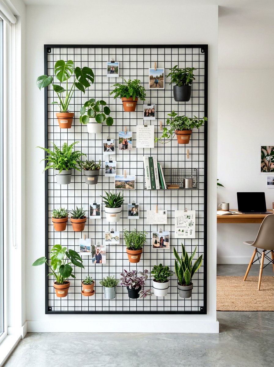 Metal Grid Vertical Garden - 30 small vertical garden ideas