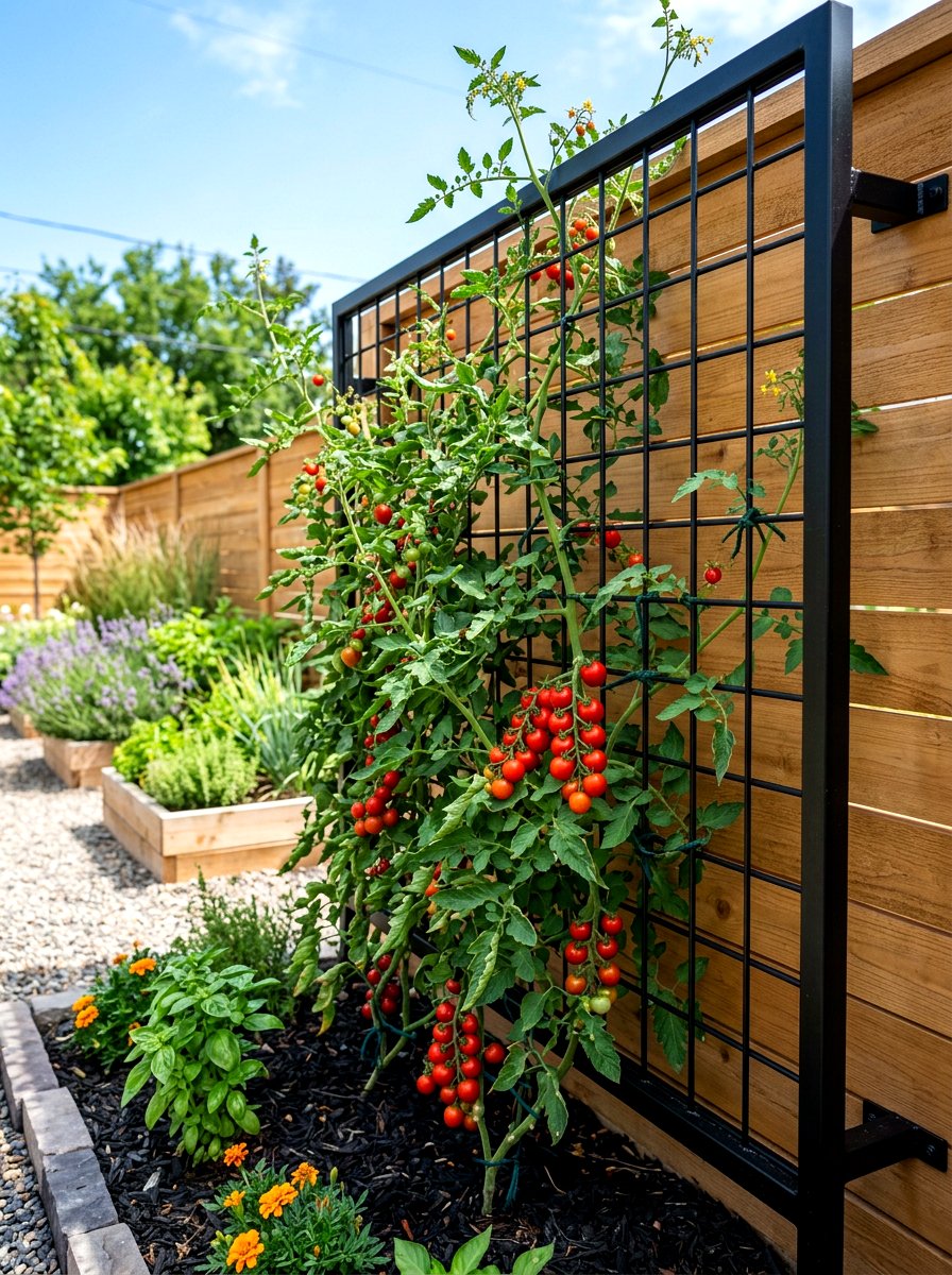 Metal Grid Wall - 30 vegetable garden trellis ideas