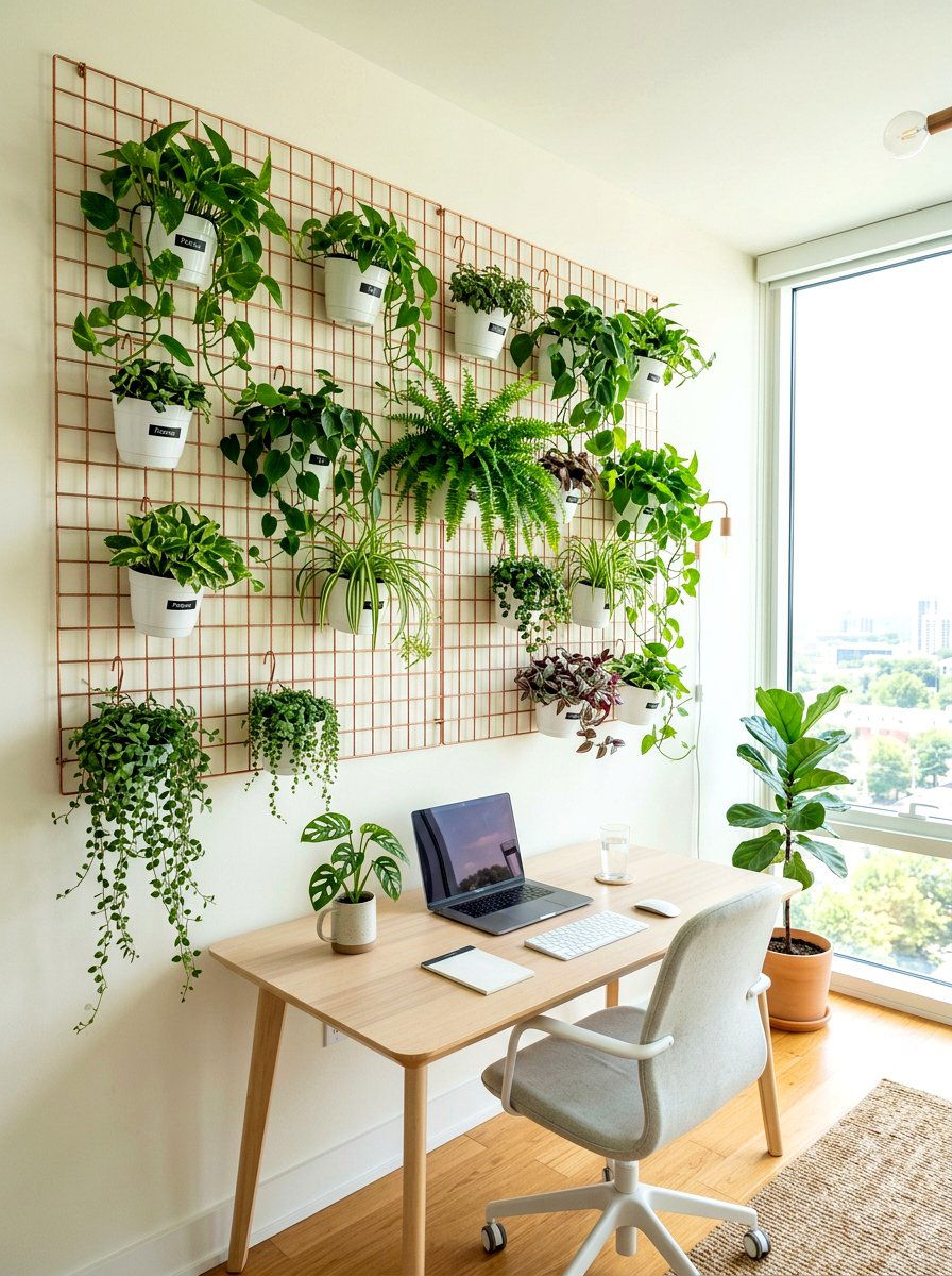 Metal Grid Wall Garden - 30 indoor vertical garden ideas