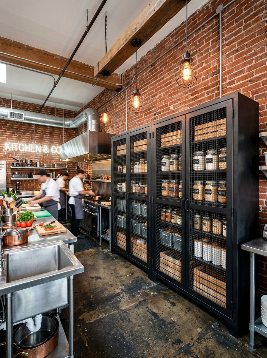 Metal Industrial Pantry - 30 freestanding pantry cabinet ideas