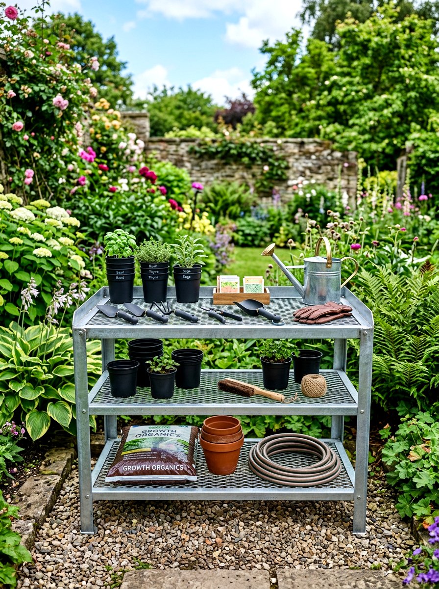 Metal Industrial Potting Bench - 30 potting bench ideas