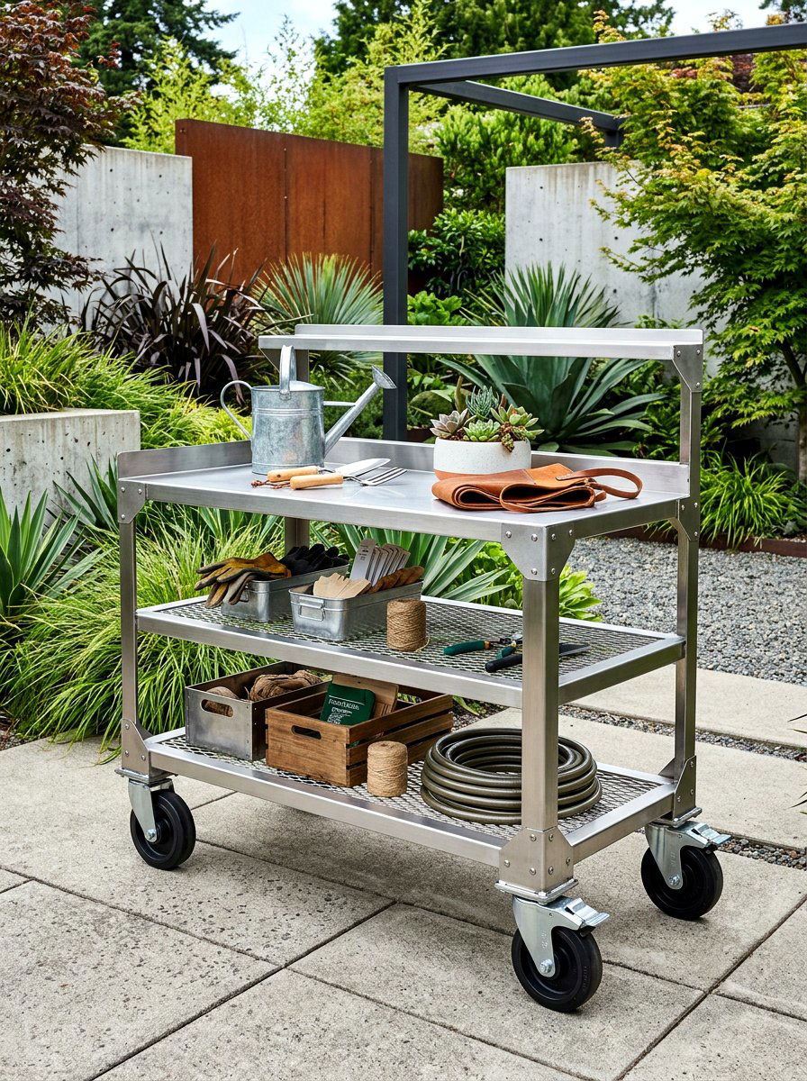 Metal Industrial Station - 30 outdoor buffet table ideas