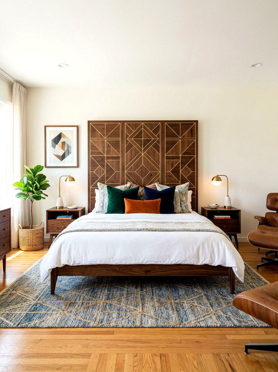 Metal Inlay Wood Headboard - 30 oversized headboard ideas