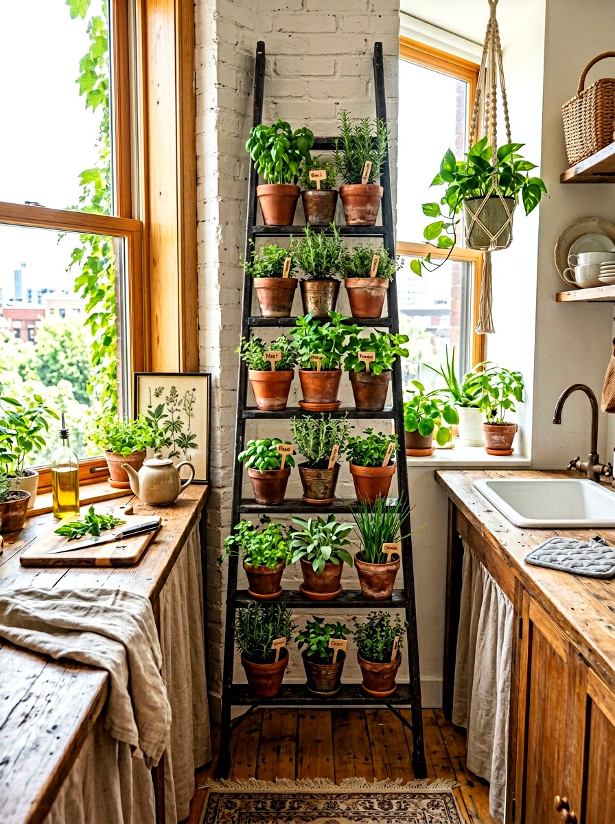 Metal Ladder Plant Display - 30 metal planter ideas