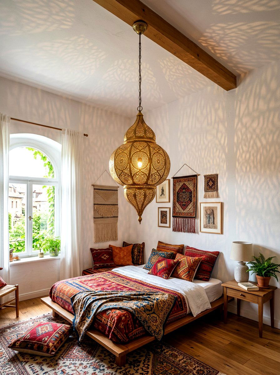 Metal Lantern Lighting - 30 Moroccan bedroom ideas