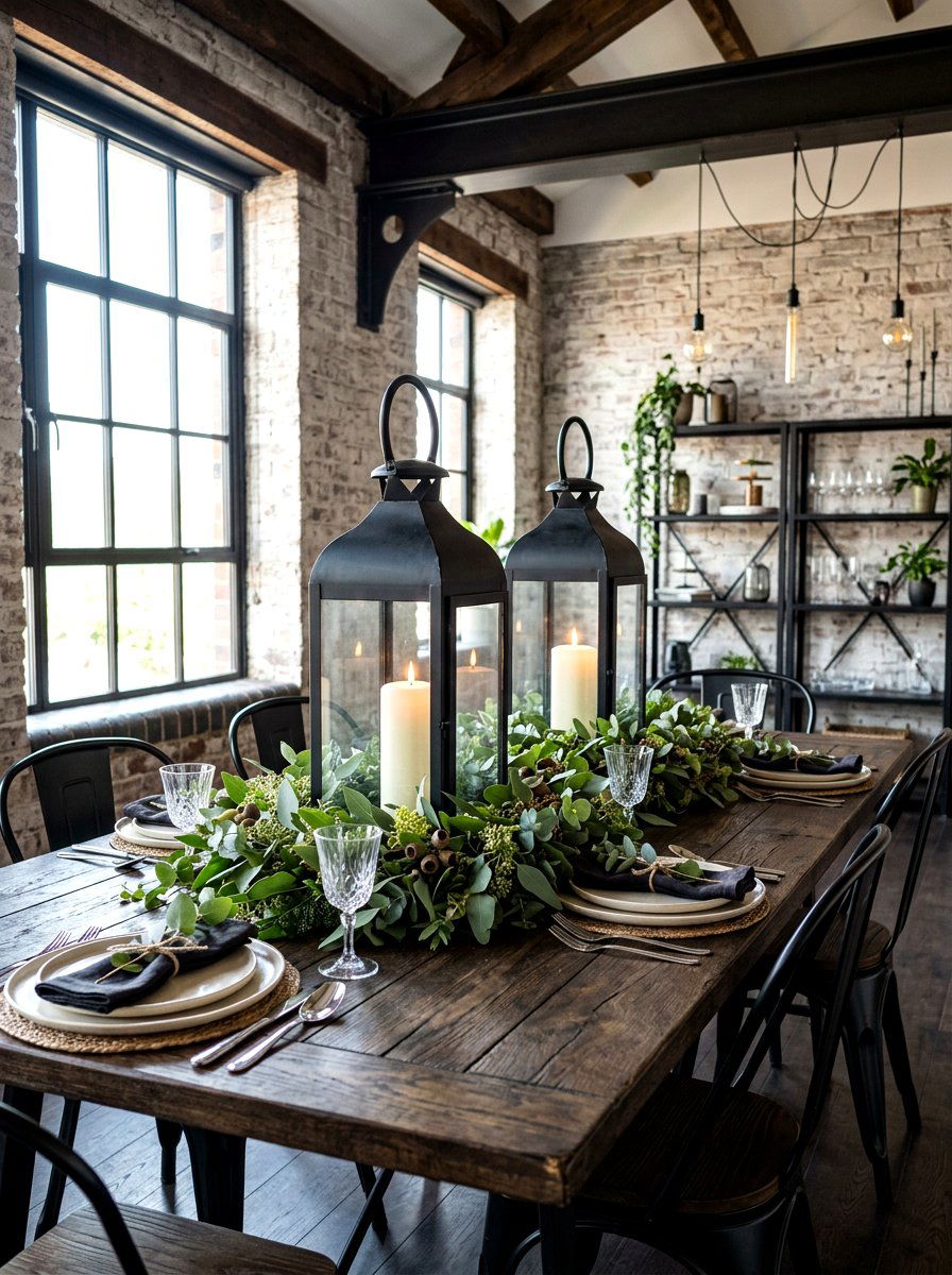 Metal Lantern Table Decor - 30 rustic table centerpiece ideas